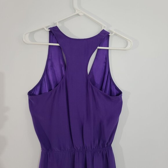 Parker Silk Racerback‎ Mini Dress Surplice Neckline Elastic Waist Purple Medium - Picture 9 of 9
